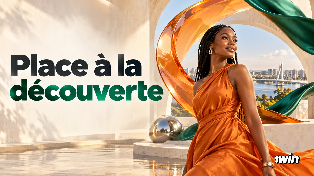 Femme adulte en robe orange devant des rubans de verre verts et orange