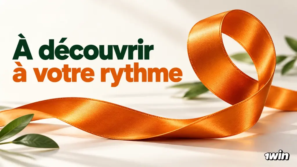 Ruban orange déroulé sur un fond clair avec un message de découverte à son rythme