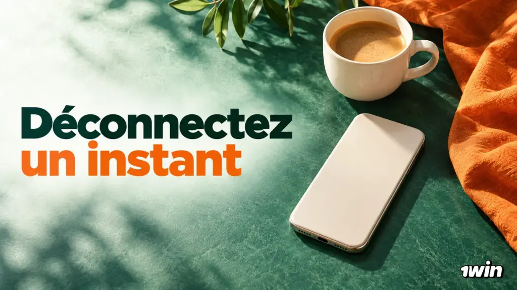 Téléphone posé à côté d’une tasse pour illustrer une pause.